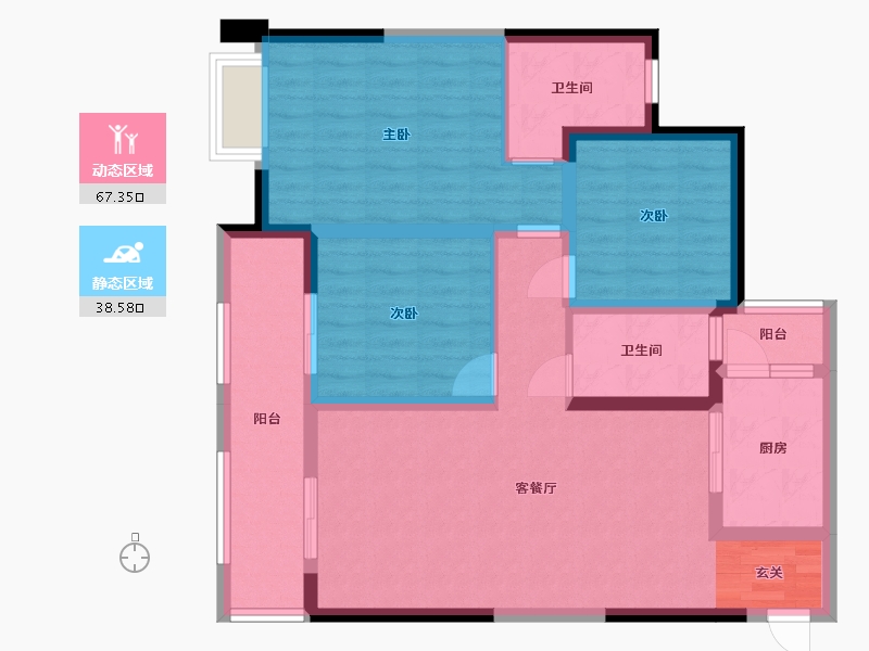 四川省-成都市-城投美庐-93.83-户型库-动静分区