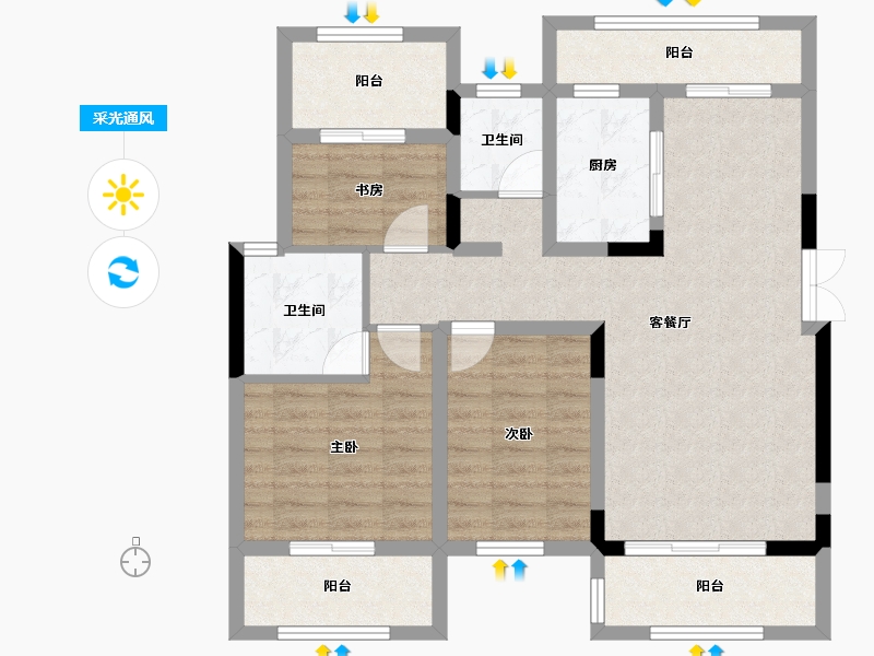 四川省-巴中市-江南福地二期-88.37-户型库-采光通风