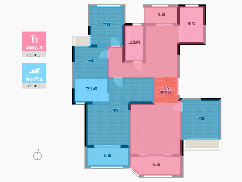 四川省-成都市-北辰天麓御府-124.77-户型库-动静分区