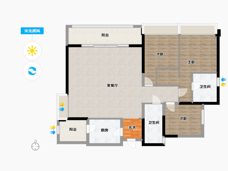 四川省-成都市-华润置地悦玺-125.75-户型库-采光通风