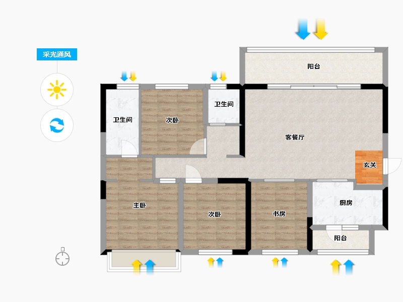 四川省-成都市-旭辉碧桂园云樾名邸-110.77-户型库-采光通风