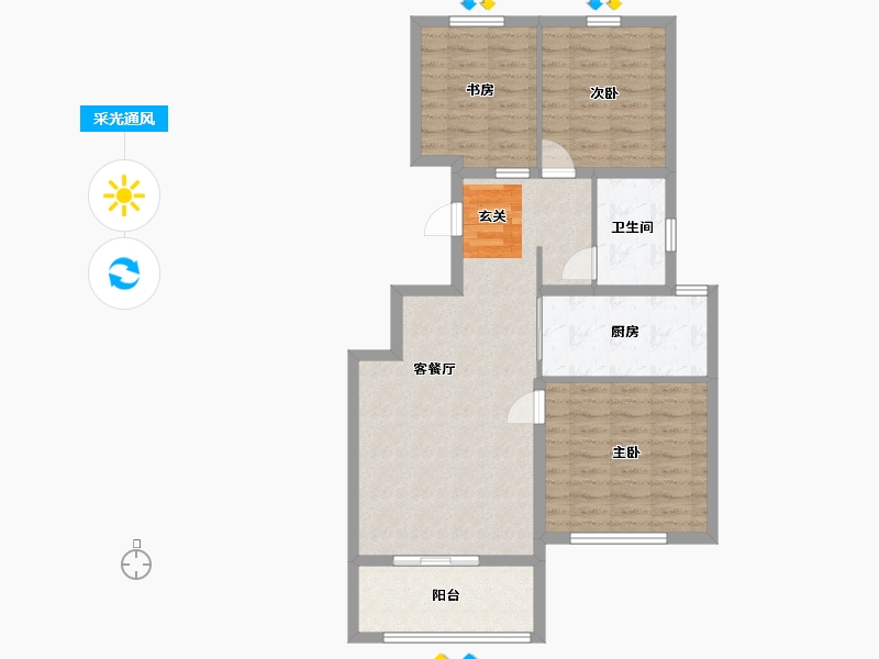 山东省-聊城市-卢卡庄园-86.00-户型库-采光通风