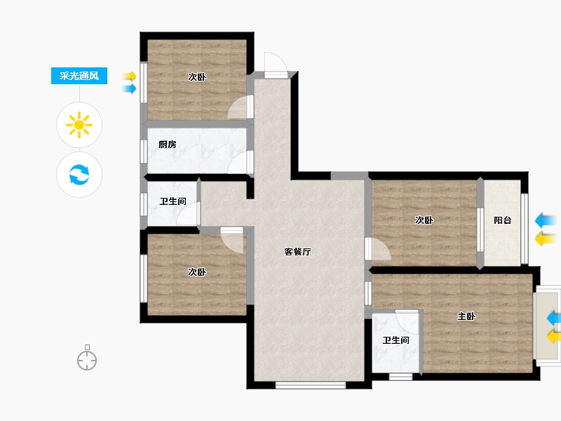 河南省-新乡市-蓝堡湾-93.02-户型库-采光通风