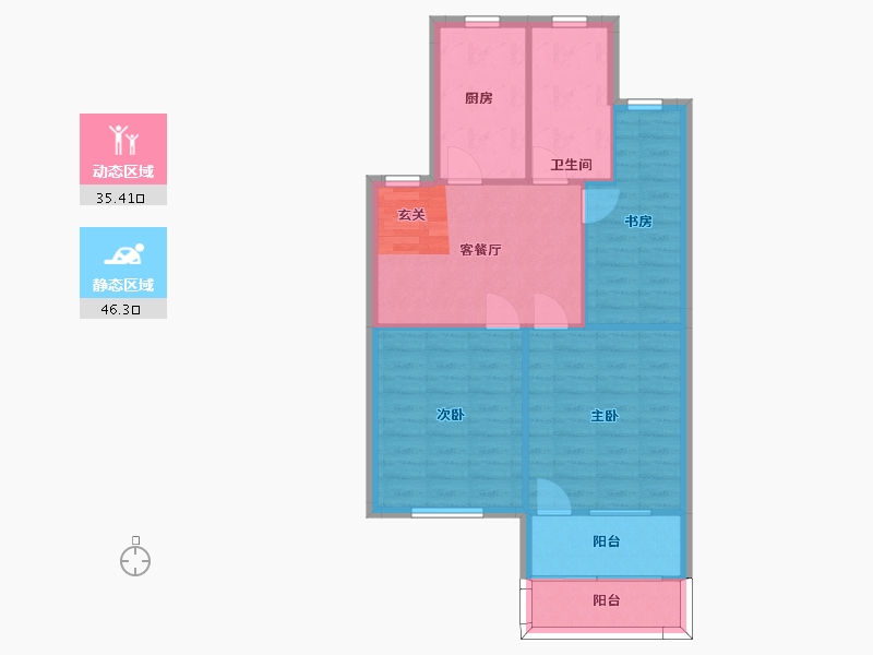 浙江省-杭州市-田园公寓-74.08-户型库-动静分区