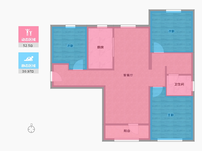 北京-北京市-愉景公馆-74.09-户型库-动静分区