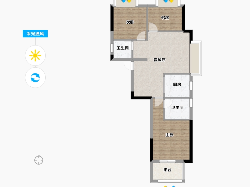 湖南省-岳阳市-万象瑞城-70.50-户型库-采光通风