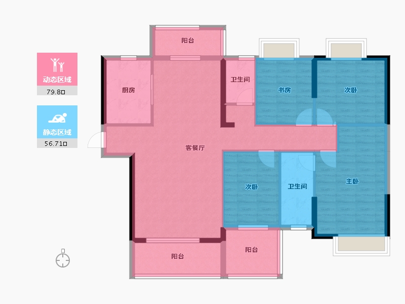 湖北省-恩施土家族苗族自治州-祥福雅居-123.74-户型库-动静分区