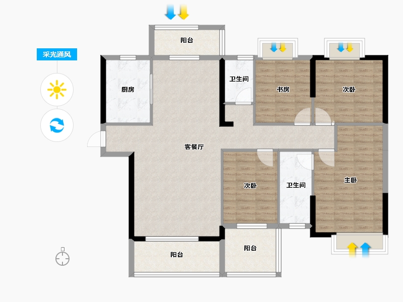 湖北省-恩施土家族苗族自治州-祥福雅居-123.74-户型库-采光通风