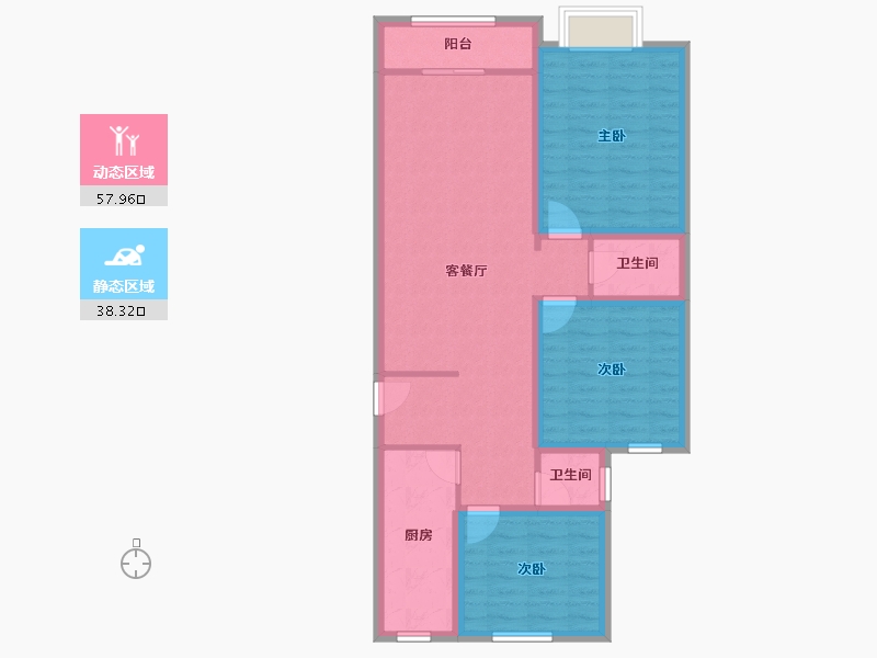 上海-上海市-安顺路77弄-85.62-户型库-动静分区