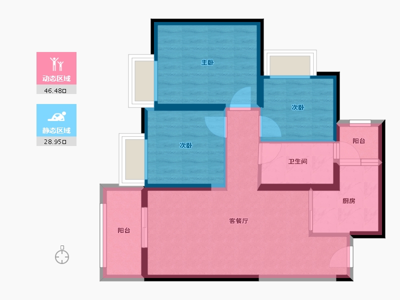 云南省-昆明市-融创春风十里-66.49-户型库-动静分区