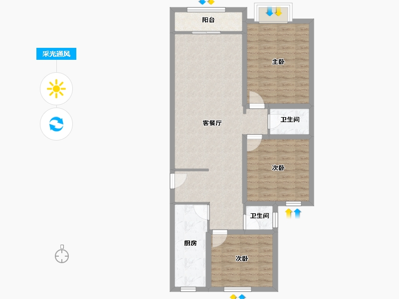 上海-上海市-安顺路77弄-85.62-户型库-采光通风