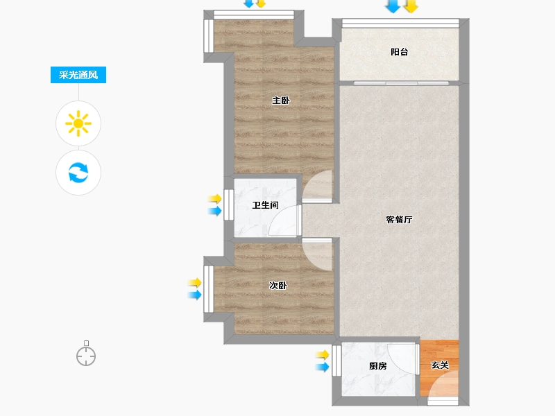 广东省-广州市-金碧世纪花园-49.77-户型库-采光通风