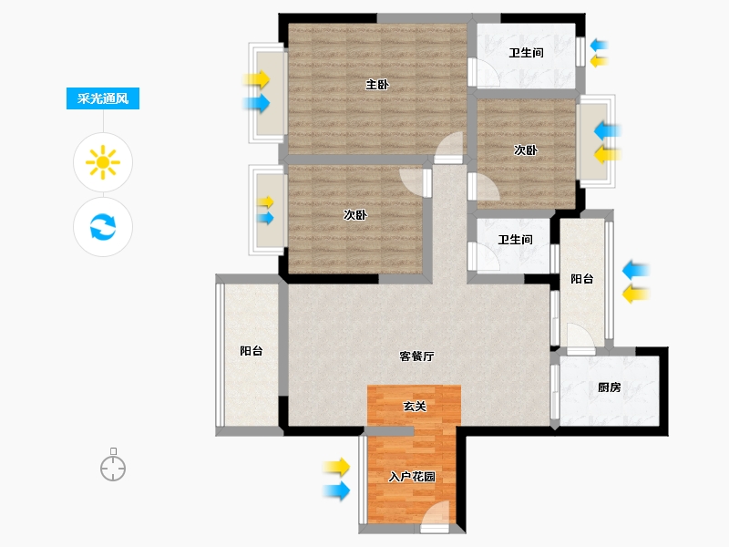 广西壮族自治区-防城港市-荣顾购物公园翡翠园三期-102.61-户型库-采光通风