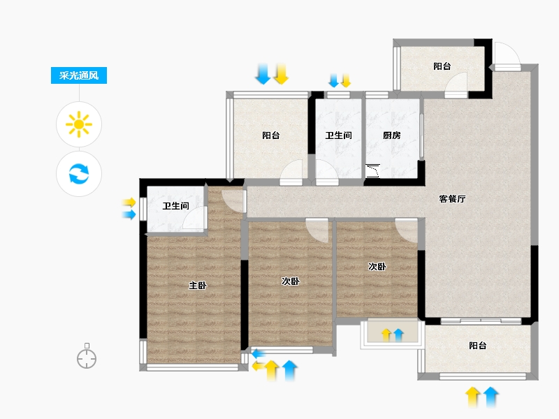 广西壮族自治区-百色市-田阳中迅世纪城-106.75-户型库-采光通风