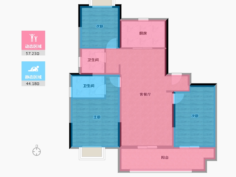 江苏省-无锡市-宜兴碧桂园湖悦天境-90.71-户型库-动静分区