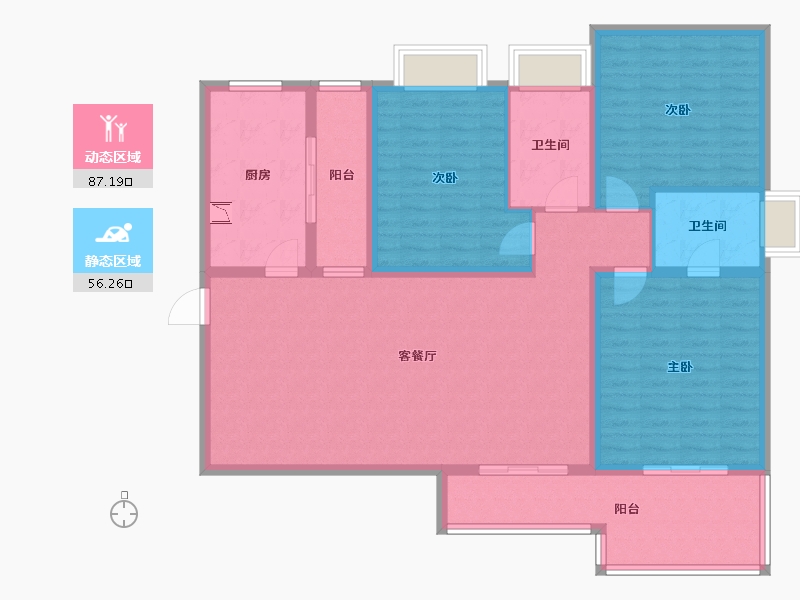 山西省-吕梁市-思源二期-129.65-户型库-动静分区