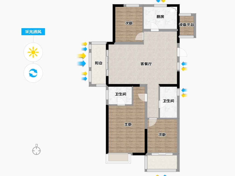 江苏省-镇江市-香江公馆-107.00-户型库-采光通风