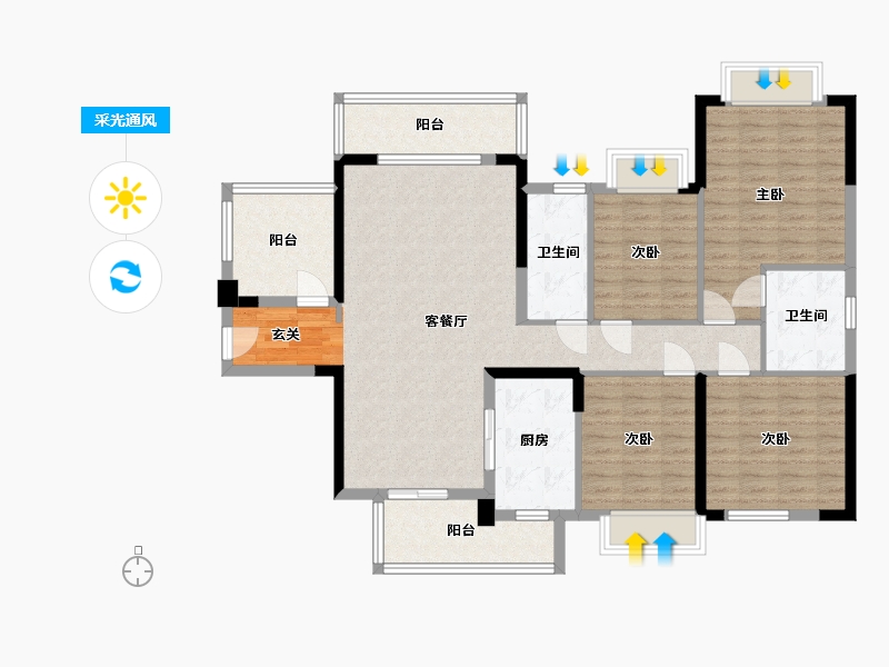 广西壮族自治区-钦州市-敏捷・珑�h湾-122.62-户型库-采光通风