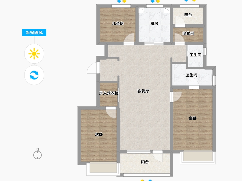 山东省-青岛市-昆仑苑-99.17-户型库-采光通风