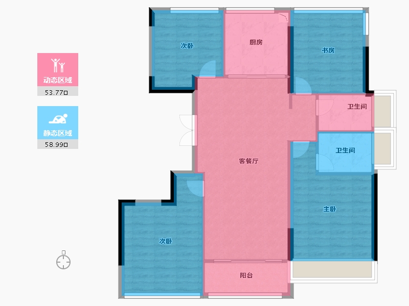 辽宁省-葫芦岛市-国鸿锦悦府-102.40-户型库-动静分区