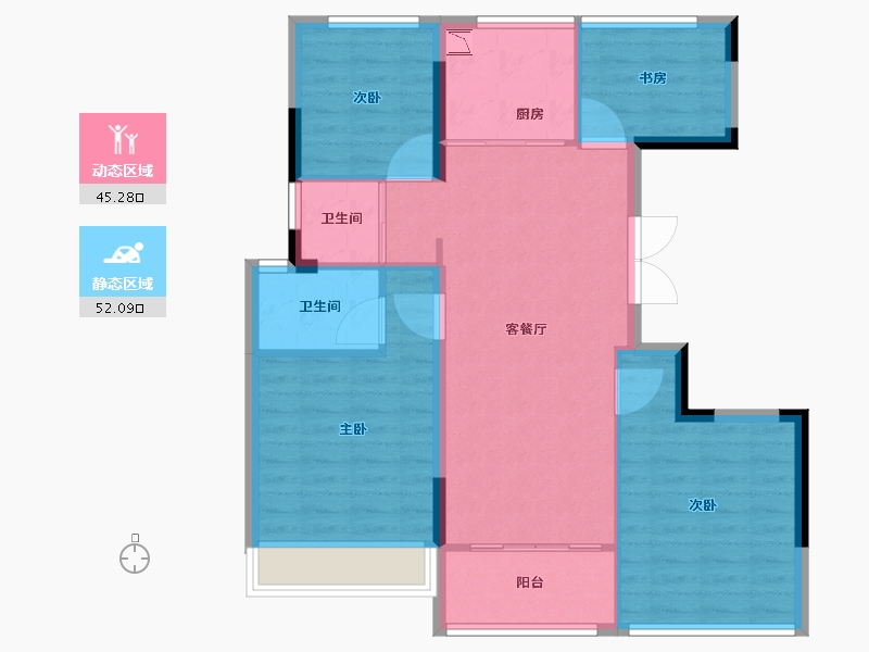 辽宁省-葫芦岛市-国鸿锦悦府-88.00-户型库-动静分区