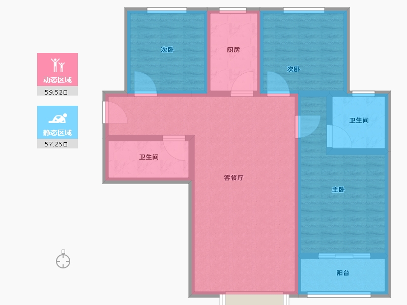 山西省-临汾市-金域王府・帝景-104.26-户型库-动静分区