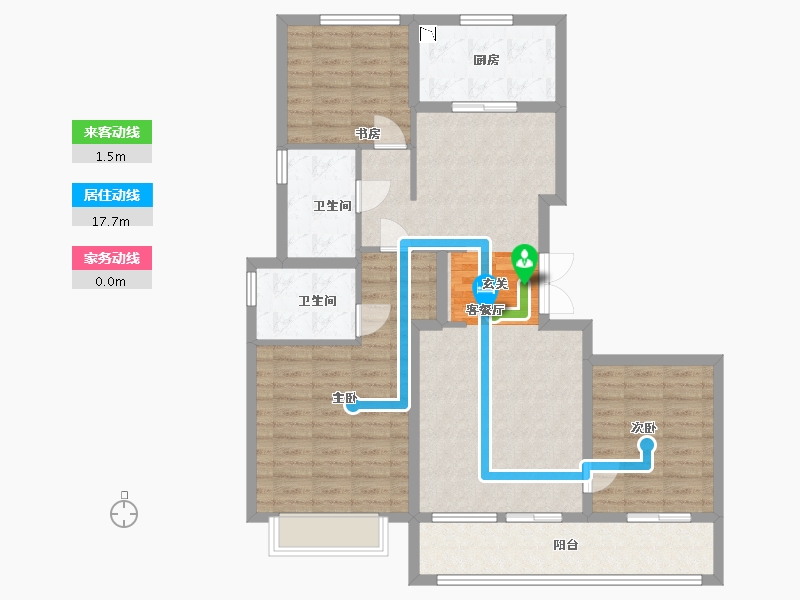 陕西省-西安市-融创・桃源府-103.20-户型库-动静线