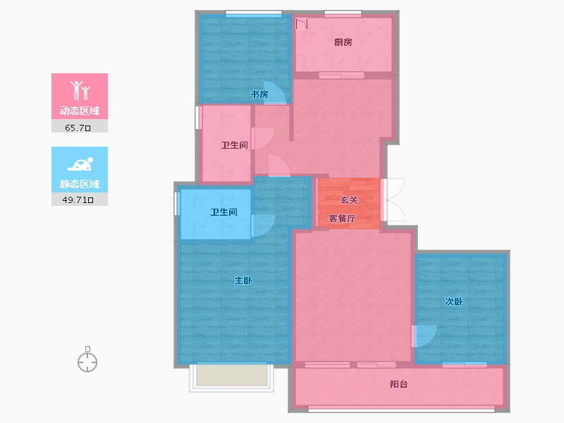 陕西省-西安市-融创・桃源府-103.20-户型库-动静分区