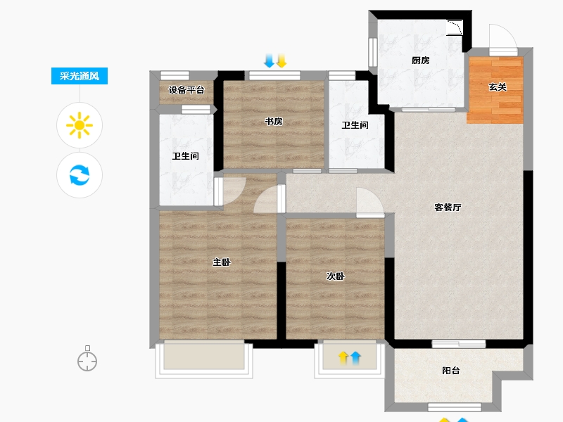 江苏省-常州市-桃李东方-78.75-户型库-采光通风