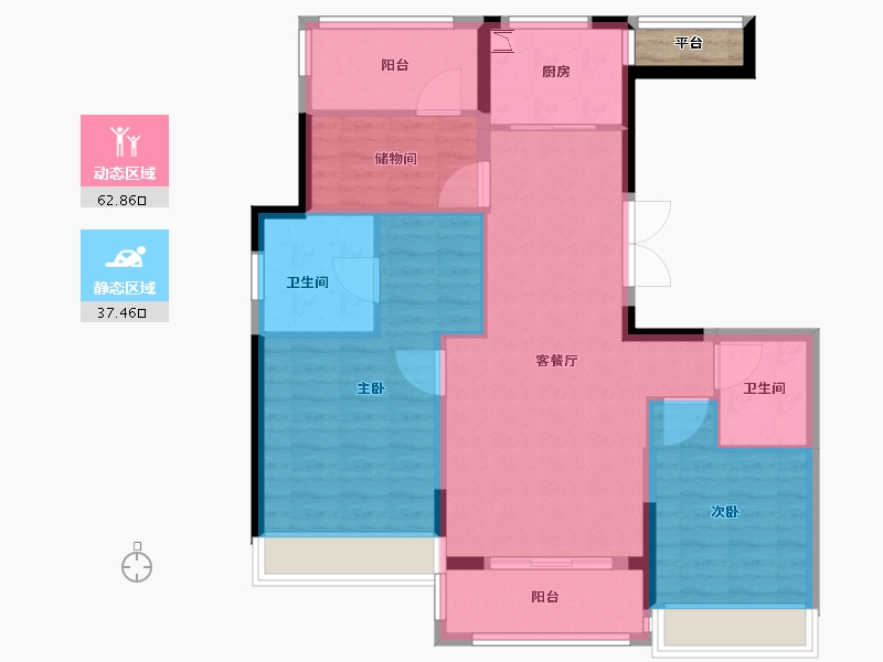 浙江省-温州市-时代瓯海壹品-92.00-户型库-动静分区