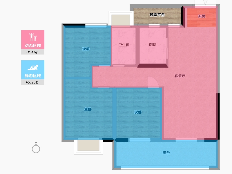 江苏省-常州市-美的・翰林府-84.82-户型库-动静分区