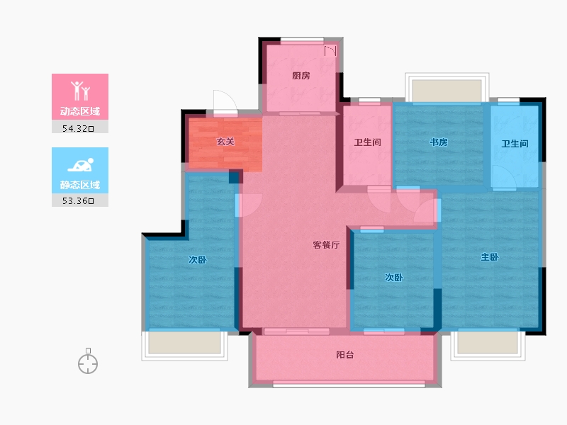 江苏省-常州市-桃李东方-95.14-户型库-动静分区