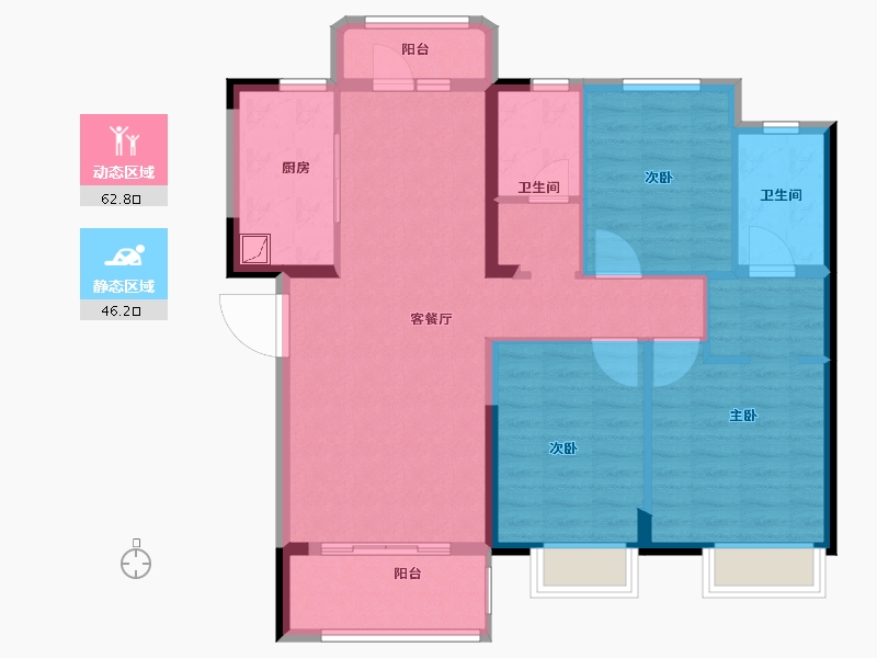 湖南省-长沙市-金地艺境-97.80-户型库-动静分区