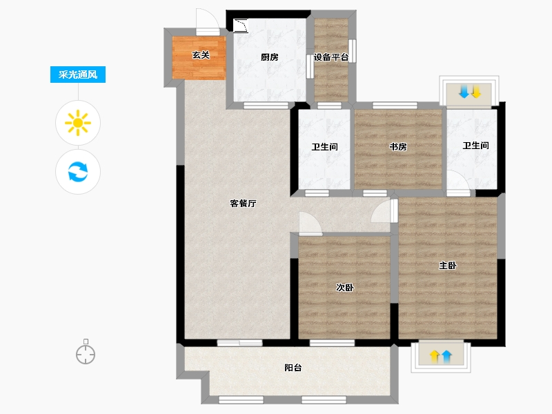 江苏省-常州市-新城华宇悦隽公馆-97.52-户型库-采光通风