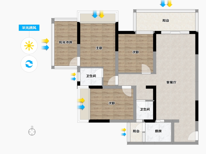 广西壮族自治区-南宁市-冠利幸福苑-94.03-户型库-采光通风