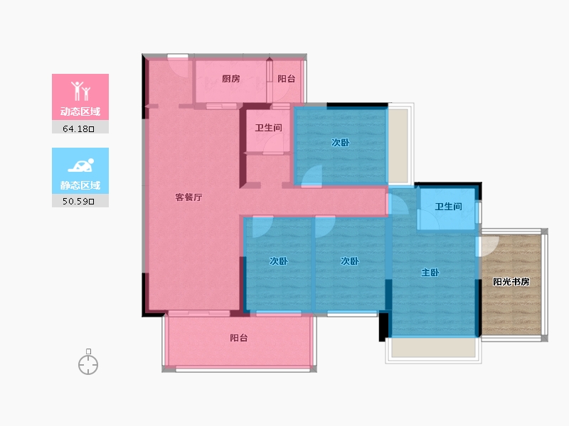 广西壮族自治区-南宁市-冠利幸福苑-110.49-户型库-动静分区