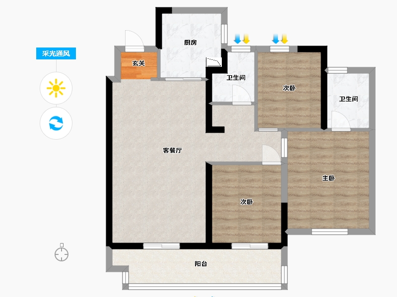 江苏省-常州市-弘阳上坤云�o-84.56-户型库-采光通风