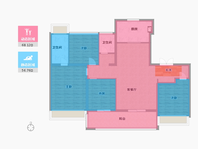 江苏省-常州市-旭辉・都会上著-112.00-户型库-动静分区