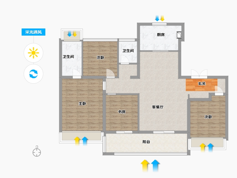 江苏省-常州市-旭辉・都会上著-112.00-户型库-采光通风