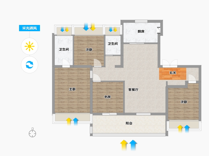 江苏省-常州市-旭辉・都会上著-112.00-户型库-采光通风