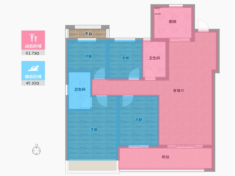 浙江省-温州市-龙湖龙誉城-98.24-户型库-动静分区