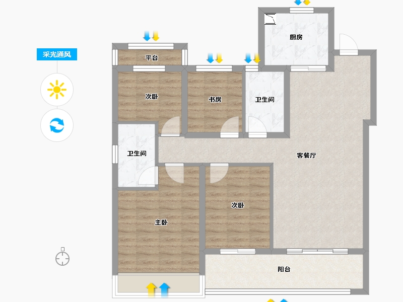 浙江省-温州市-龙湖龙誉城-98.24-户型库-采光通风