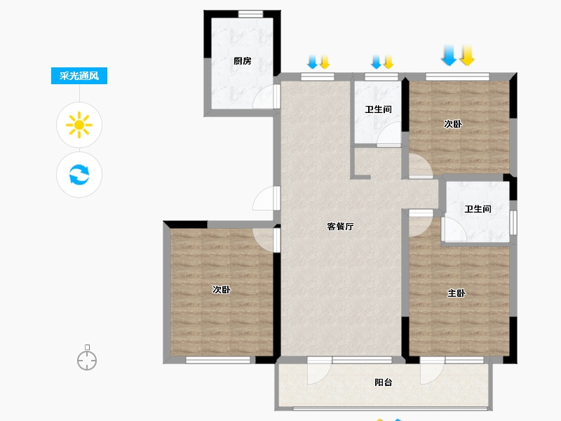 山东省-青岛市-银盛泰德郡-101.00-户型库-采光通风