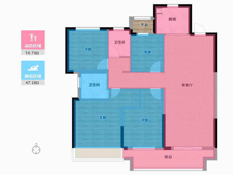 浙江省-湖州市-融创樾宸府-94.15-户型库-动静分区