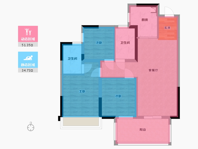 广西壮族自治区-南宁市-金科博翠天宸-75.88-户型库-动静分区