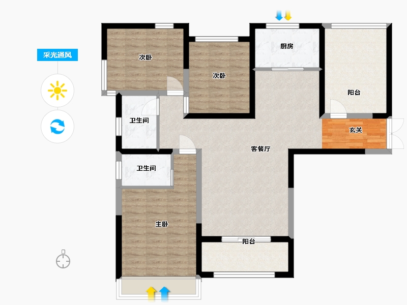 河南省-许昌市-盛亚名郡-108.01-户型库-采光通风