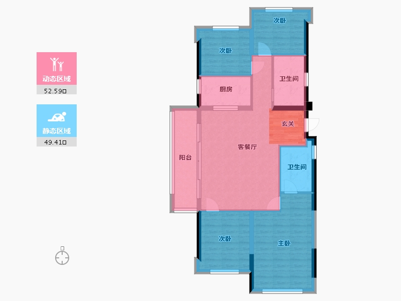 福建省-福州市-龙湖盛天兰园 | 春江天玺-92.00-户型库-动静分区