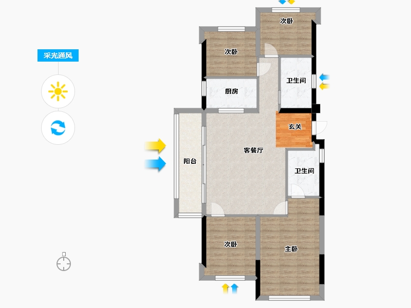 福建省-福州市-龙湖盛天兰园 | 春江天玺-92.00-户型库-采光通风