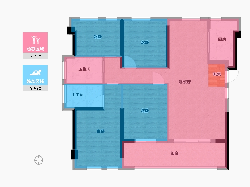 福建省-福州市-世茂・远洋东江湾-94.65-户型库-动静分区