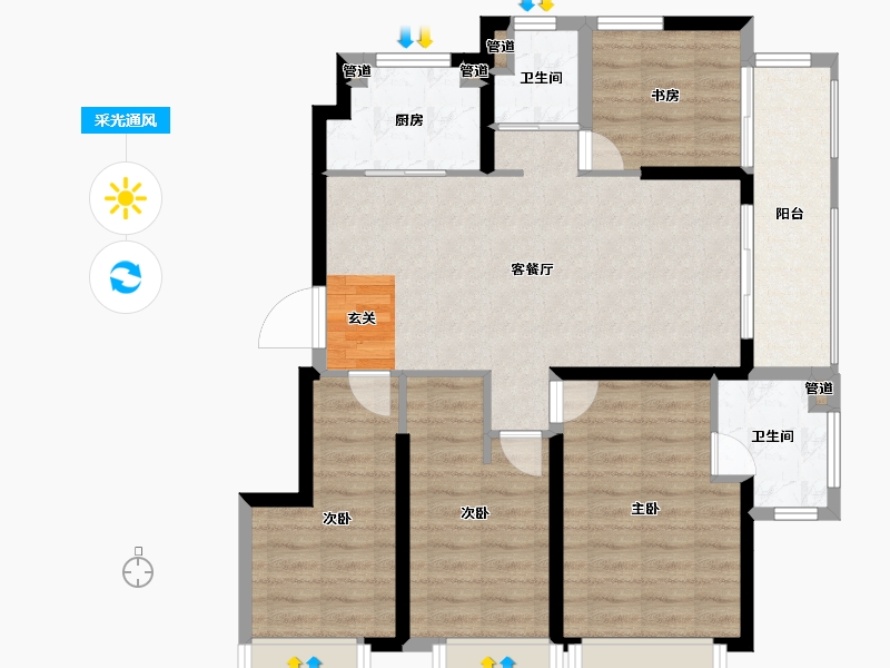 江苏省-南京市-湖光晨樾-91.99-户型库-采光通风